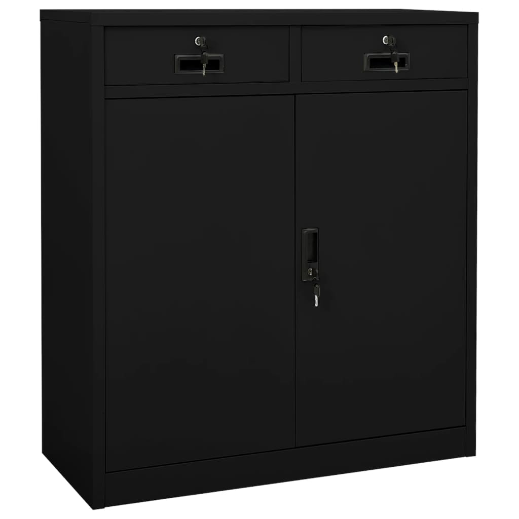 Office cabinet black 90x40x102 cm steel