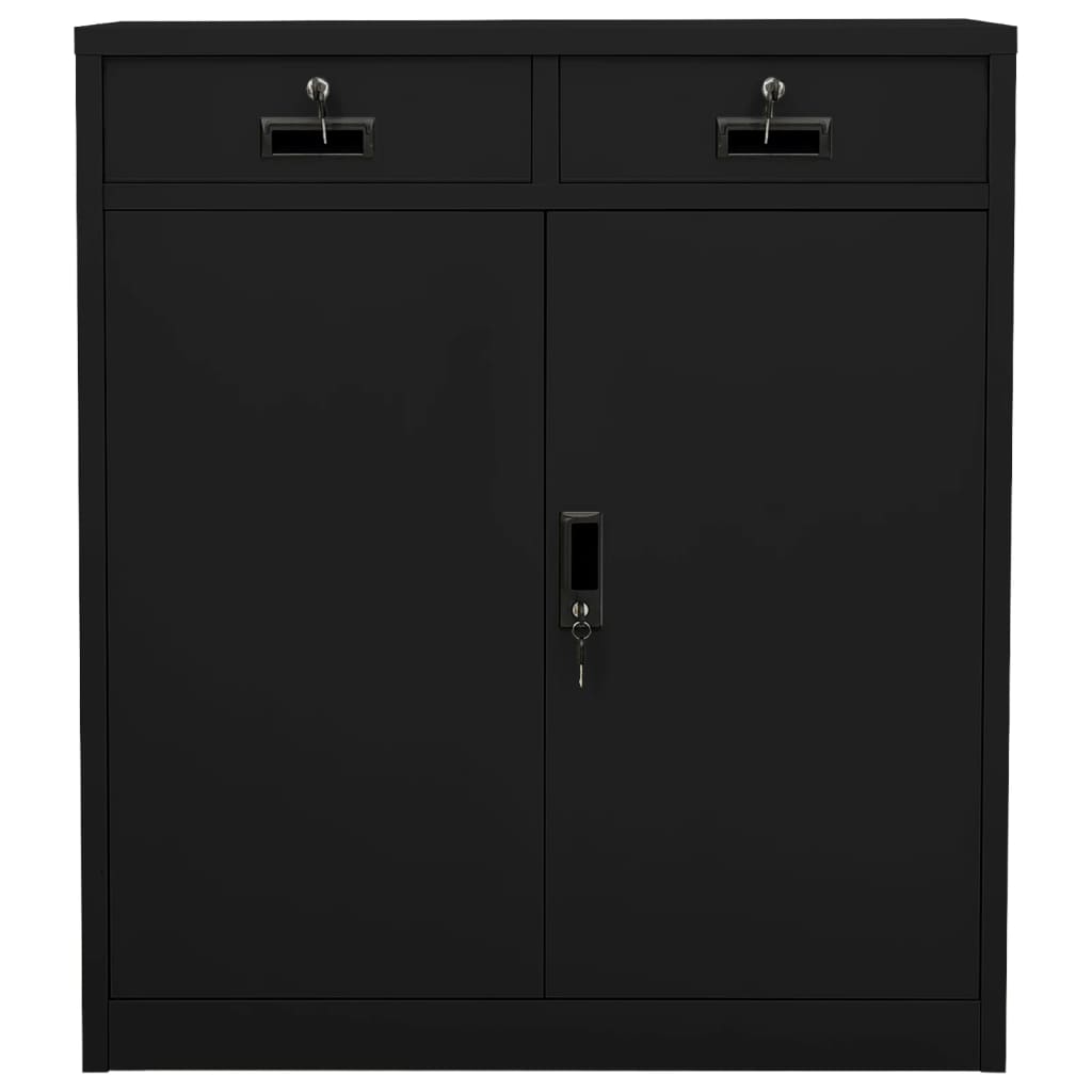 Office cabinet black 90x40x102 cm steel