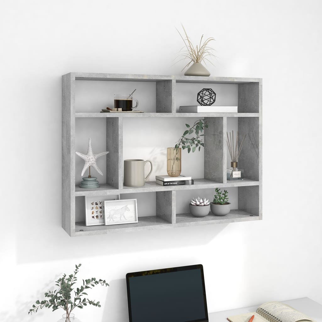 Wall shelf concrete grey 75x16x55 cm wood material