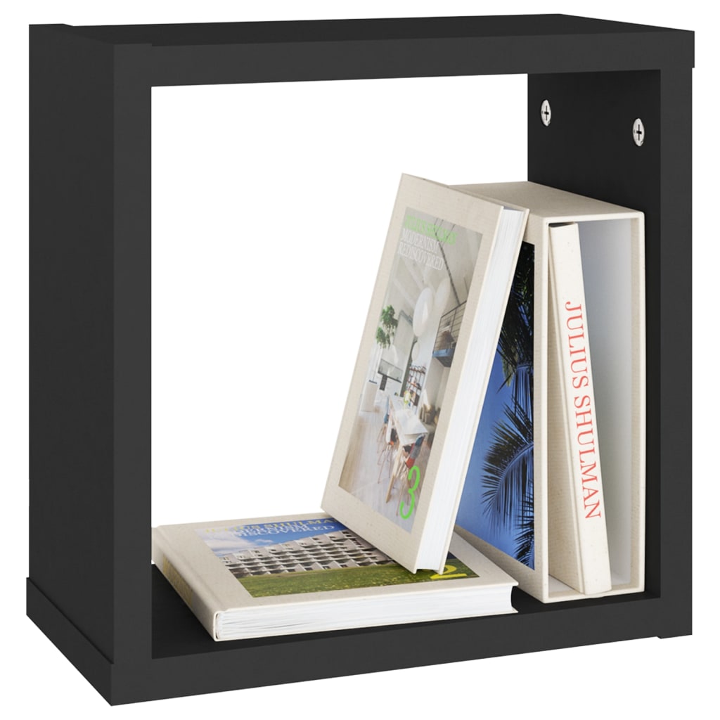 Cube Shelves 2 pcs. Black 30x15x30 cm