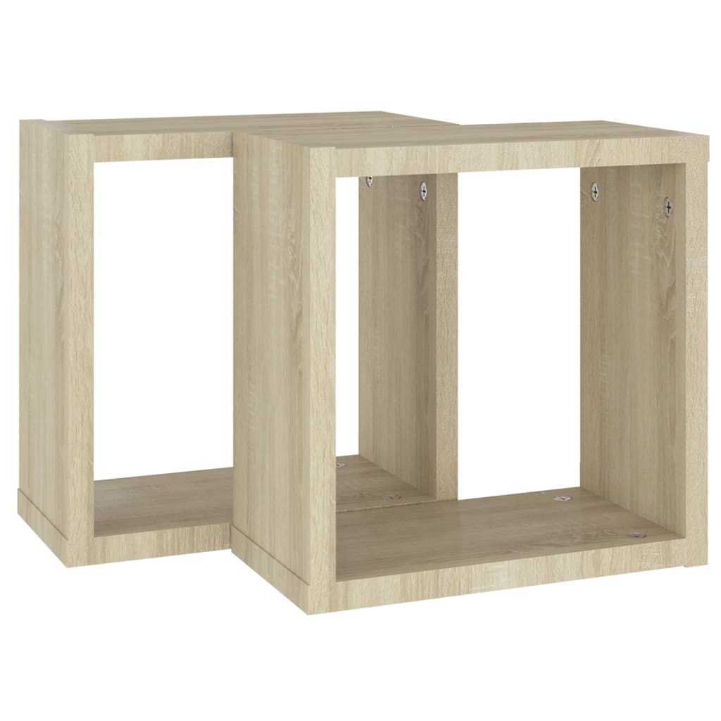 Cube shelves 2 pcs. Sonoma oak 30x15x30 cm