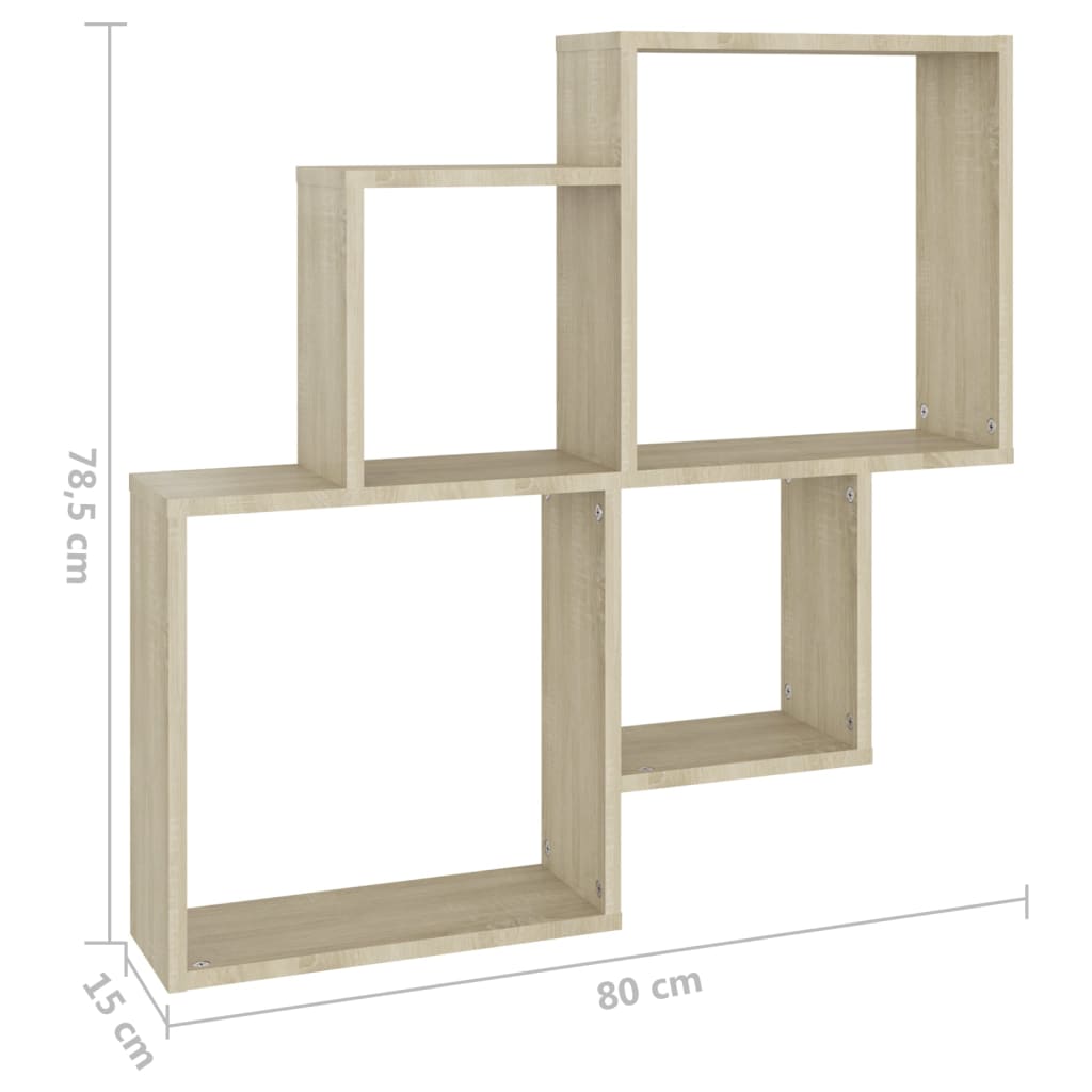 Cube shelf Sonoma oak 80x15x78.5 cm wood material