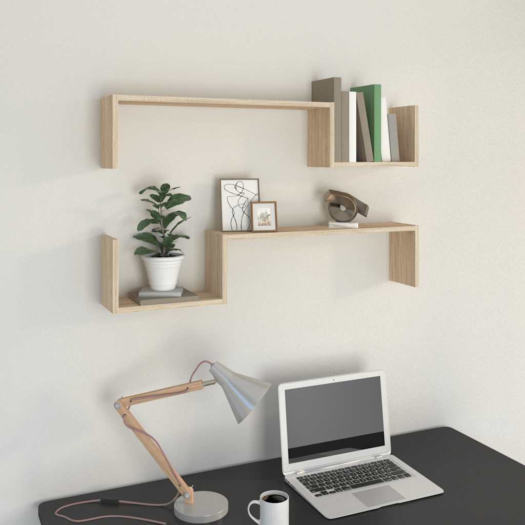 Wandregale 2 Stk. Sonoma-Eiche 100x15x20 cm Holzwerkstoff
