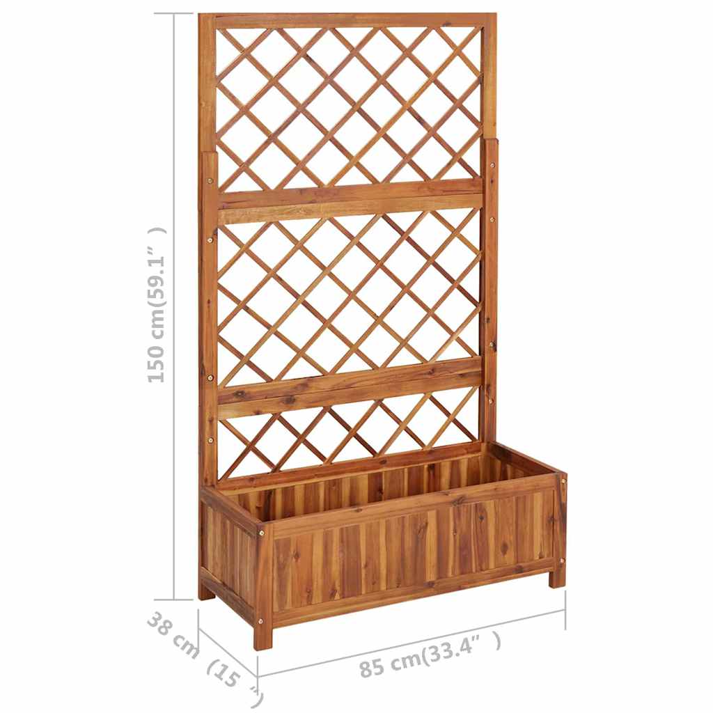 Raised bed with trellis 85x38x150 cm solid acacia wood
