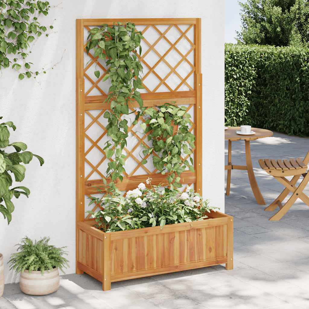 Raised bed with trellis 85x38x150 cm solid acacia wood