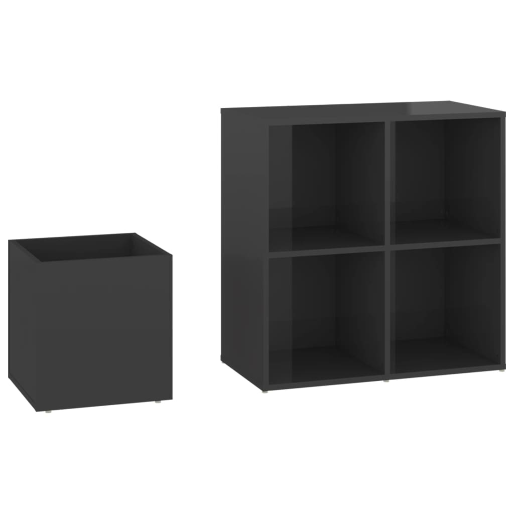 Hallway Shoe Cabinet High Gloss Grey 105x35.5x70 cm Wood Material