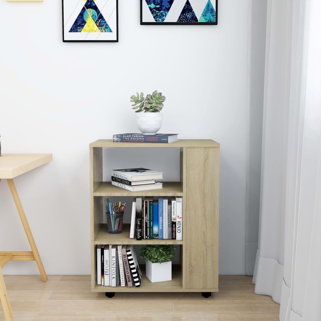 Rolling Cabinet Sonoma Oak 60x35x75 cm Wood Material