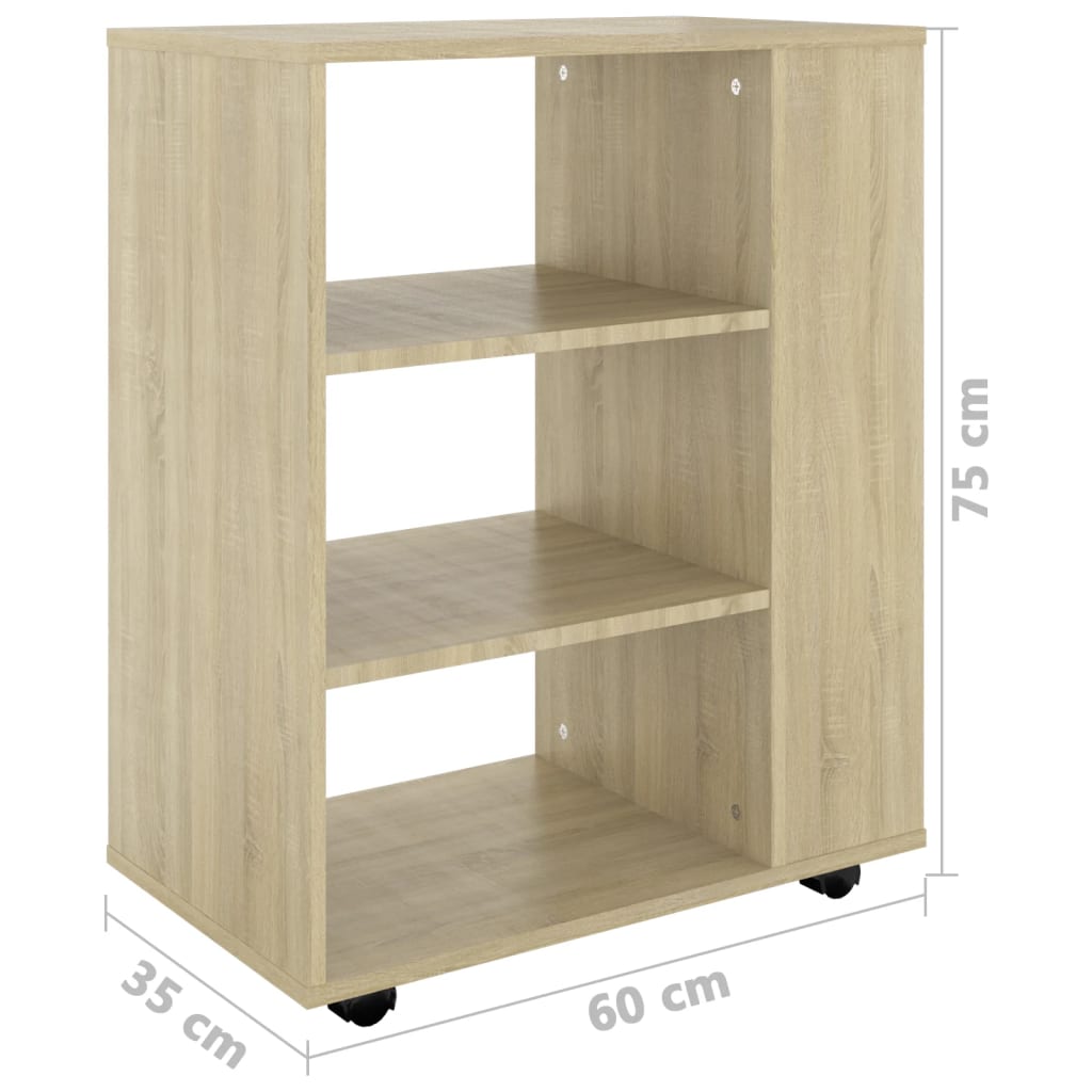 Rolling Cabinet Sonoma Oak 60x35x75 cm Wood Material