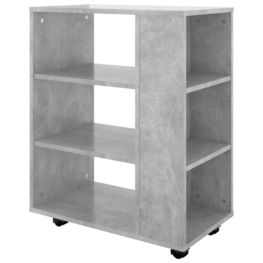 Rolling Cabinet Concrete Grey 60x35x75 cm Wood Material