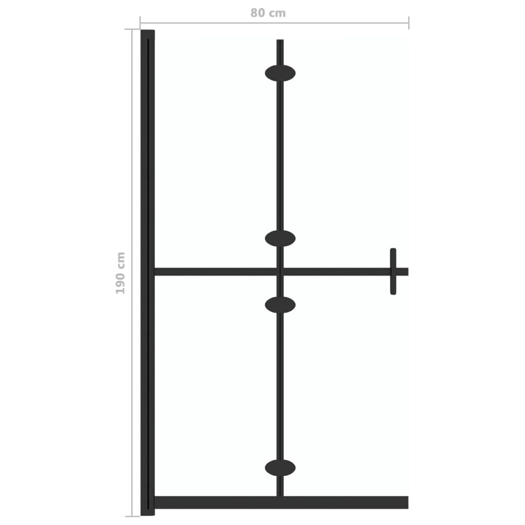 Foldable walk-in shower screen made of transparent tempered glass 80x190 cm
