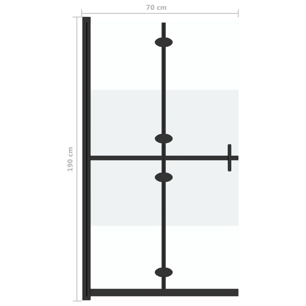 Foldable walk-in shower screen, semi-frosted toughened glass, 70x190 cm