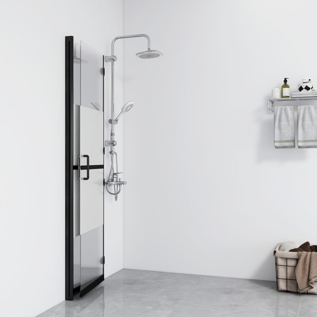 Foldable walk-in shower screen semi-frosted toughened glass 100x190 cm