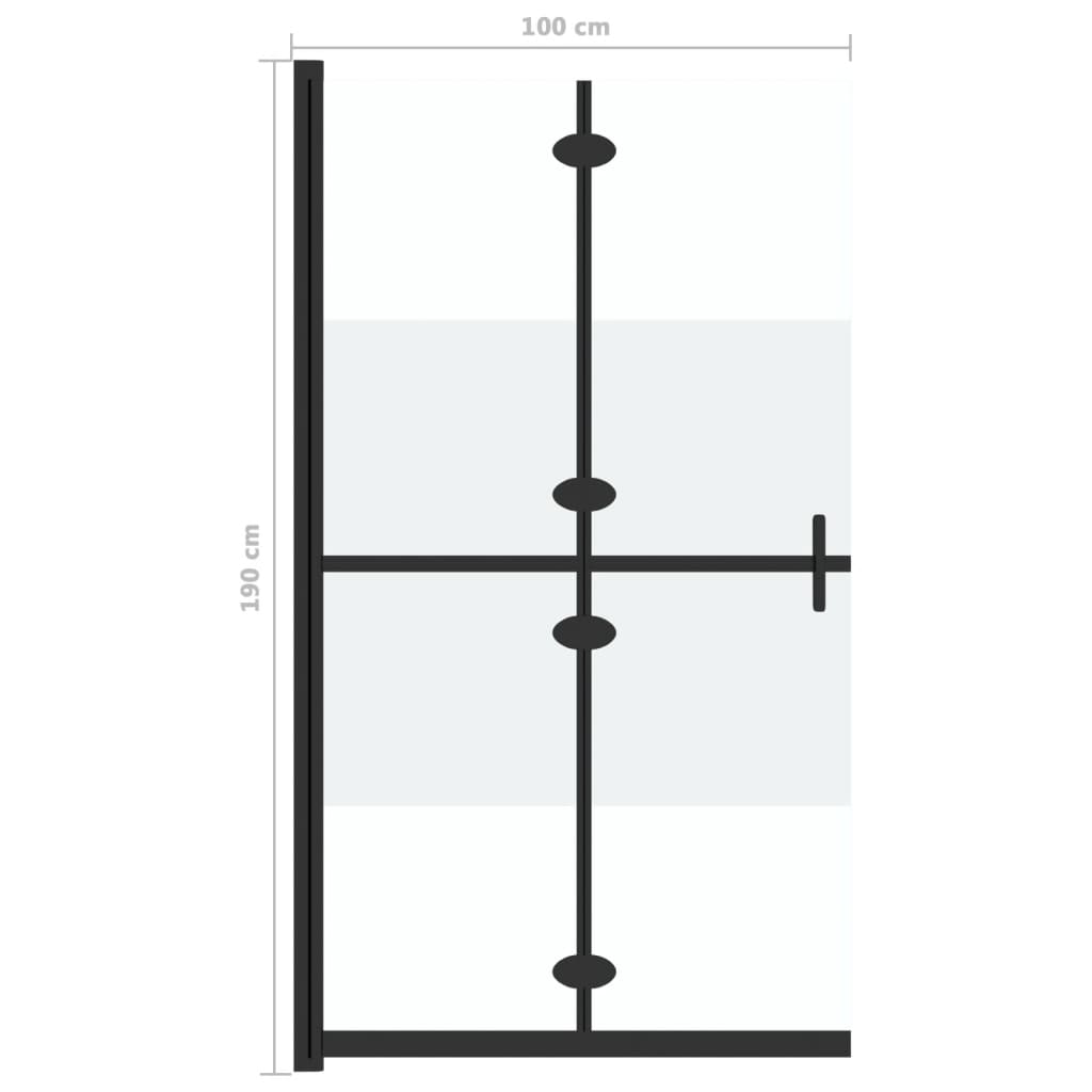 Foldable walk-in shower screen semi-frosted toughened glass 100x190 cm