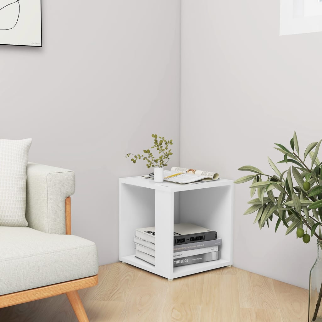 Side Table White 33x33x34.5 cm Wood Material