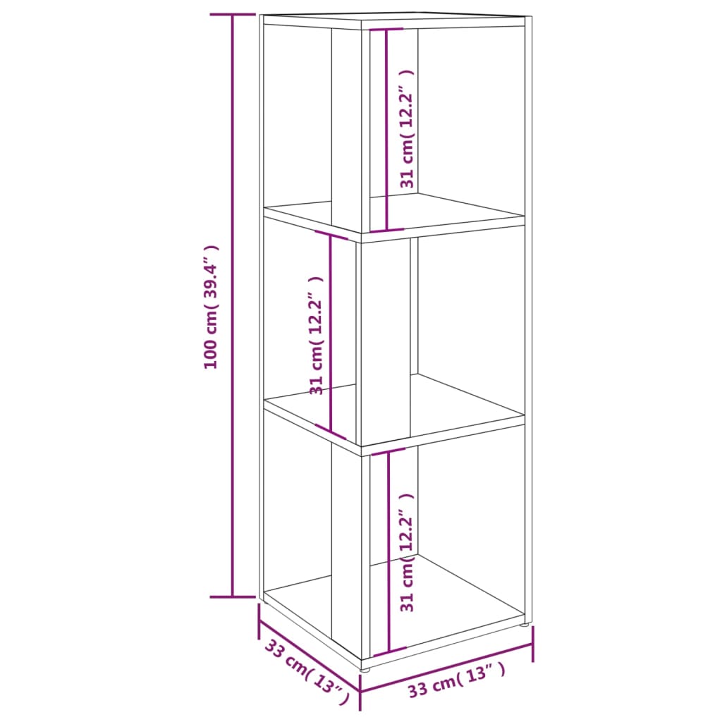 Corner shelf Sonoma oak 33x33x100 cm wood material
