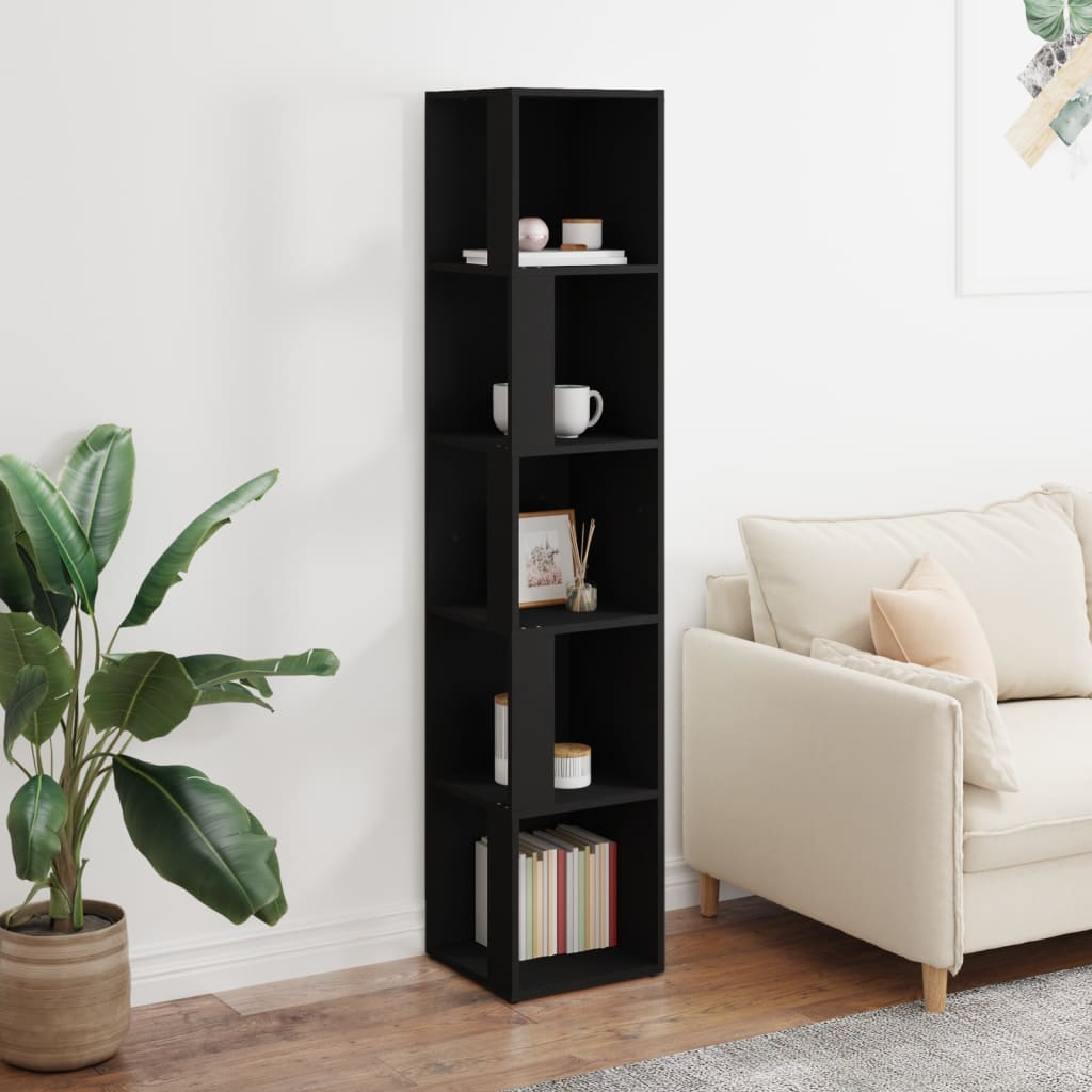 Corner Shelf Black 33x33x164.5 cm Wood Material