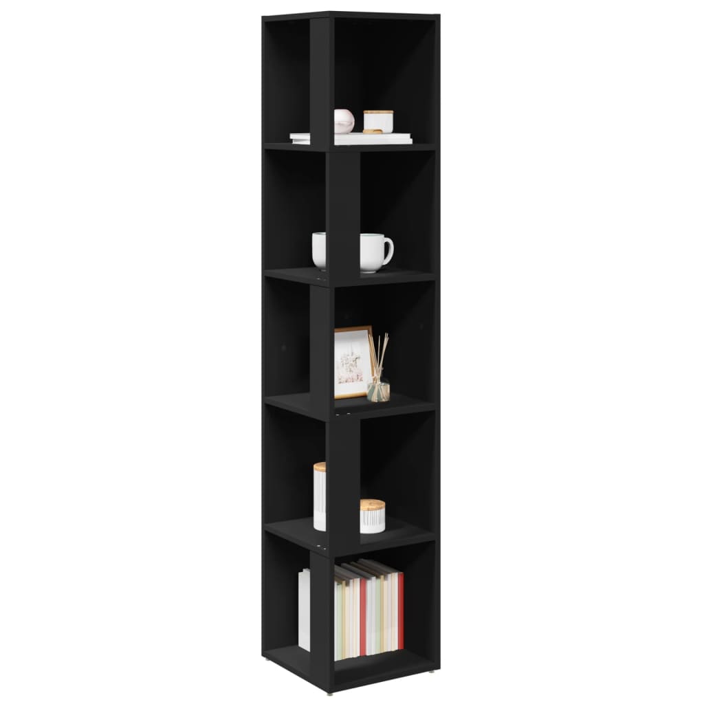 Corner Shelf Black 33x33x164.5 cm Wood Material