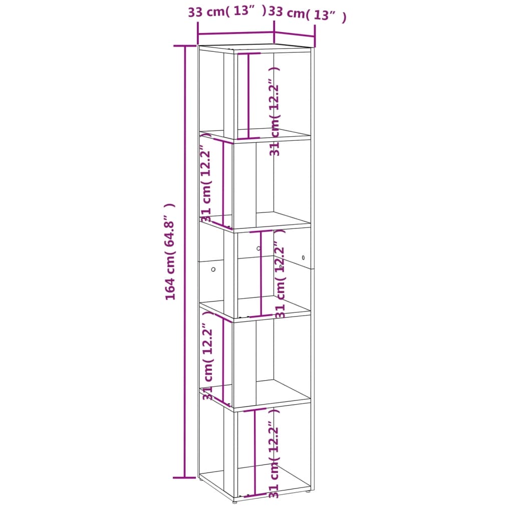 Corner shelf Sonoma oak 33x33x164.5 cm wood material