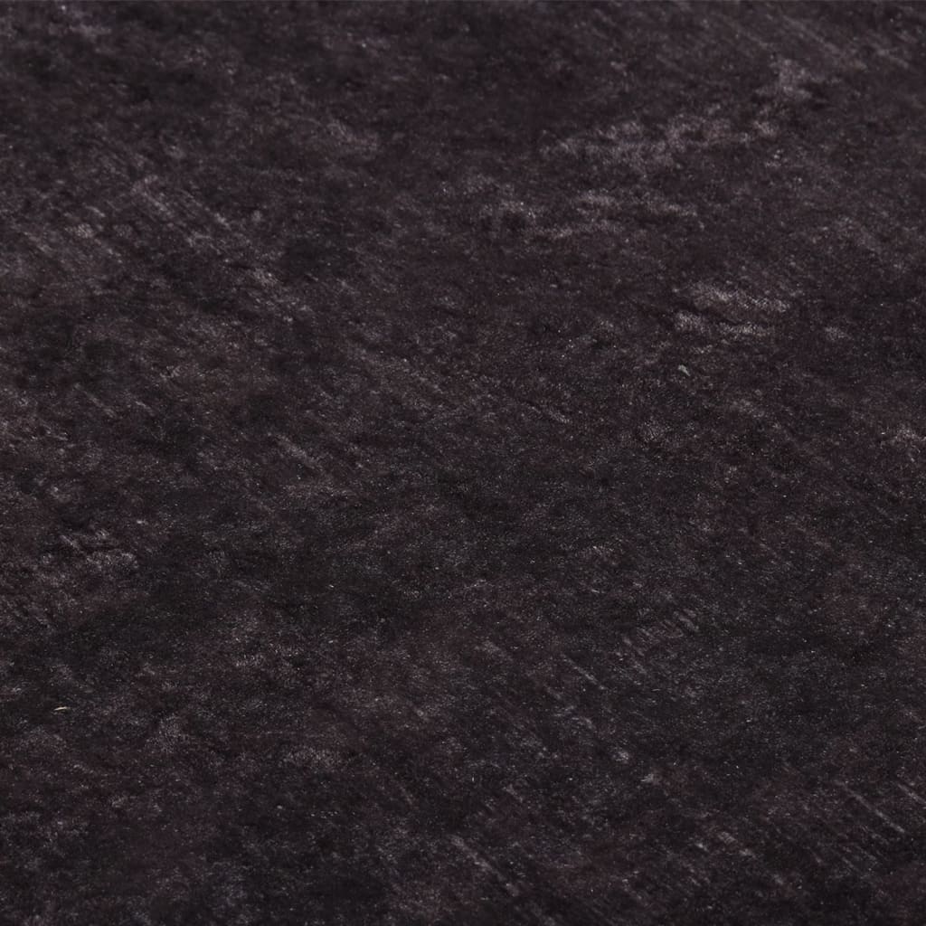 Teppich Waschbar 80x300 cm Schwarz und Golden Rutschfest