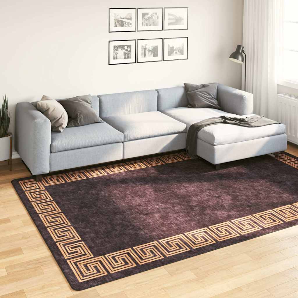 Teppich Waschbar Schwarz und Golden 190x300 cm Rutschfest