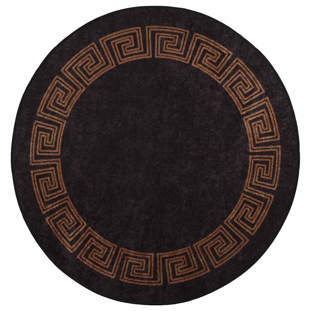 Teppich Waschbar Schwarz und Golden φ120 cm Rutschfest