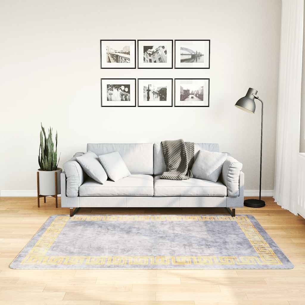 Teppich Waschbar Grau 120x180 cm Rutschfest