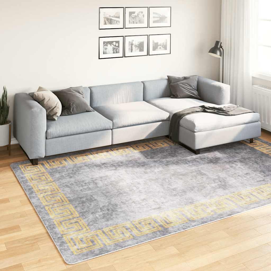 Teppich Waschbar Grau 190x300 cm Rutschfest