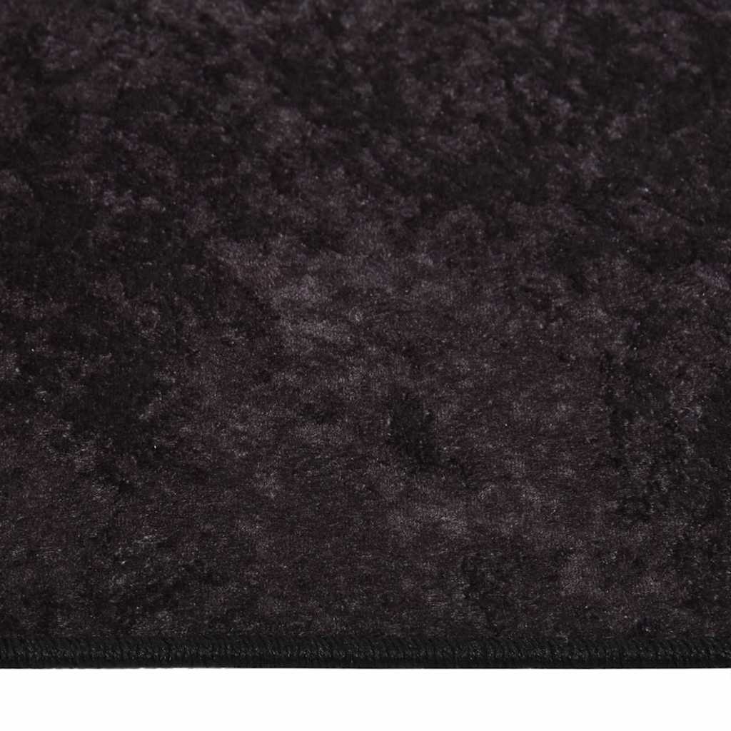Teppich Waschbar 80x150 cm Anthrazit Rutschfest