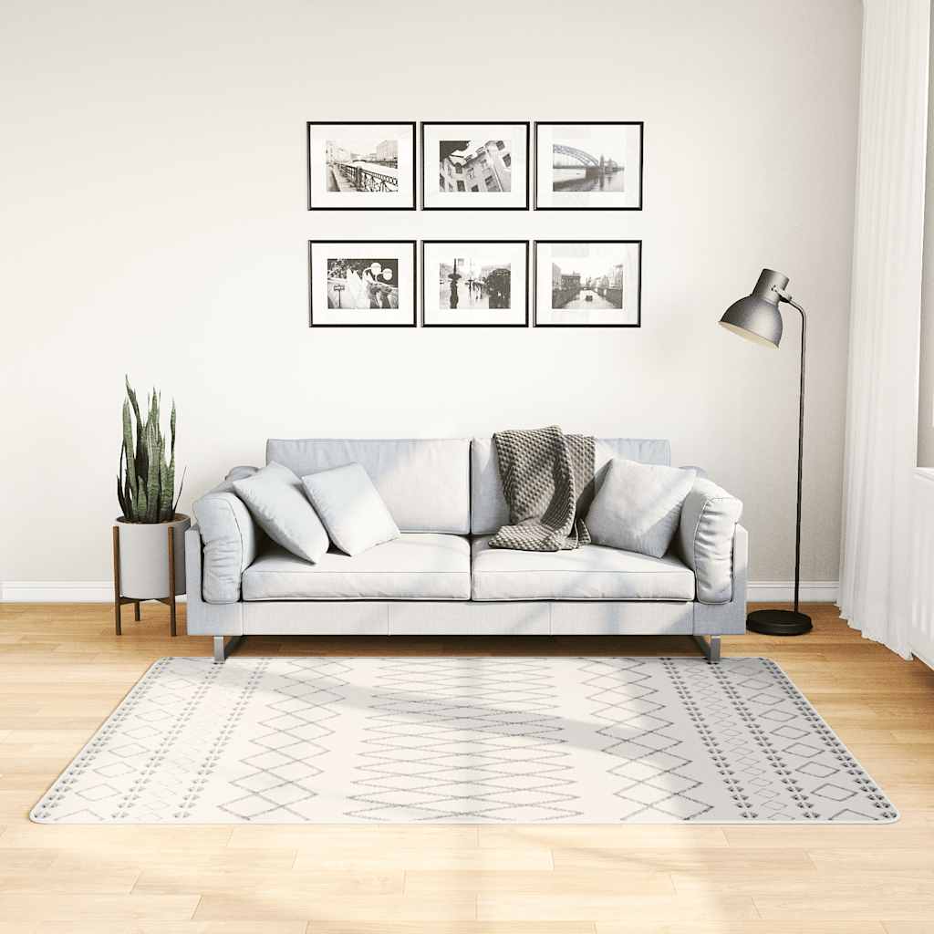 Teppich Waschbar Schwarz und Weiß 120x180 cm Rutschfest