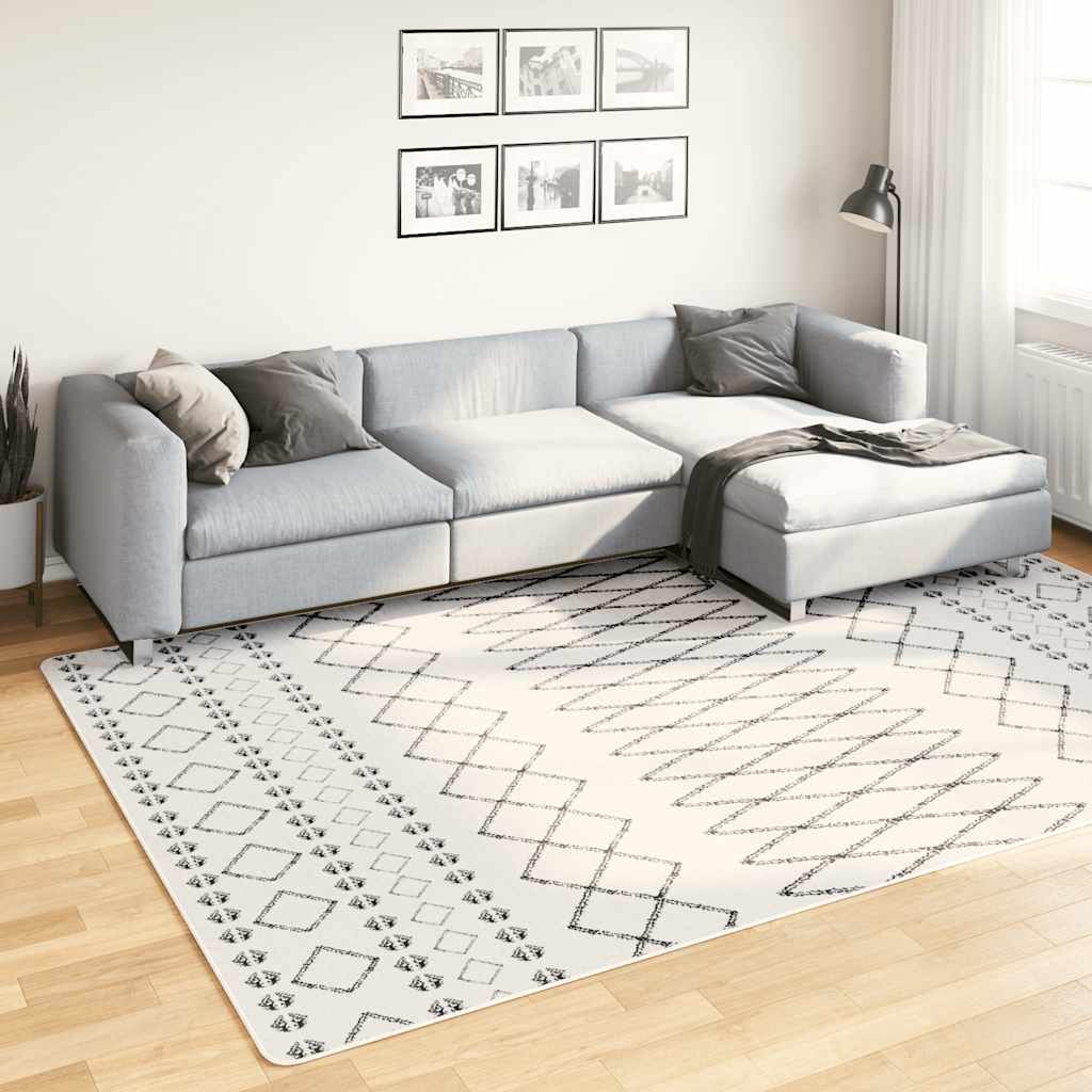 Teppich Waschbar Schwarz und Weiß 190x300 cm Rutschfest