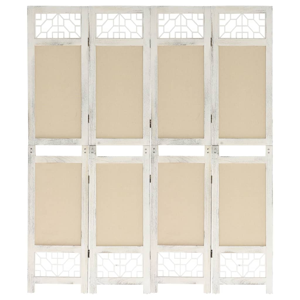 4-tlg. Raumteiler Creme 140x165 cm Stoff