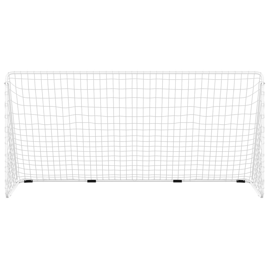 Fußballtor mit Netz Weiß 366x122x182 cm Stahl