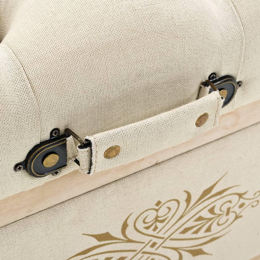 Bench with storage space 110 cm cream solid fir wood and fabric