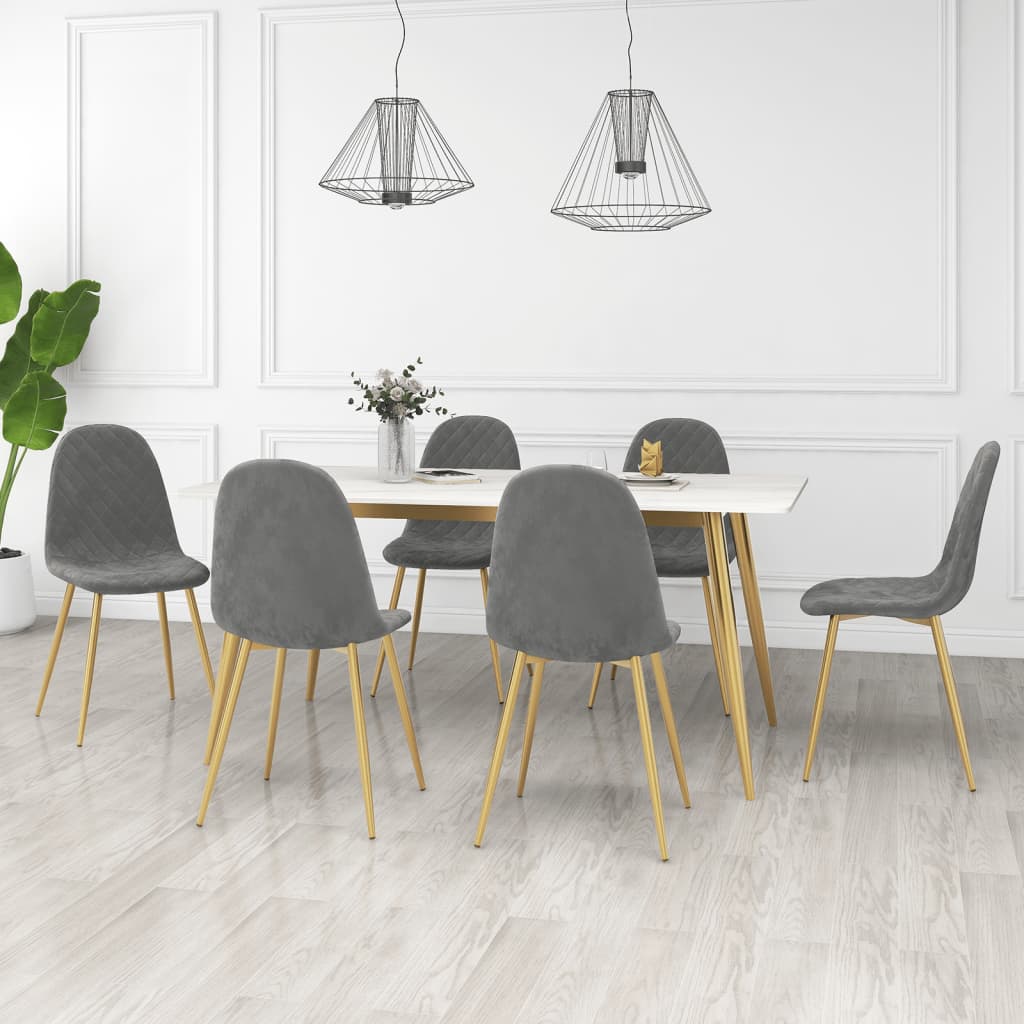Dining chairs 6 pcs. Light grey velvet