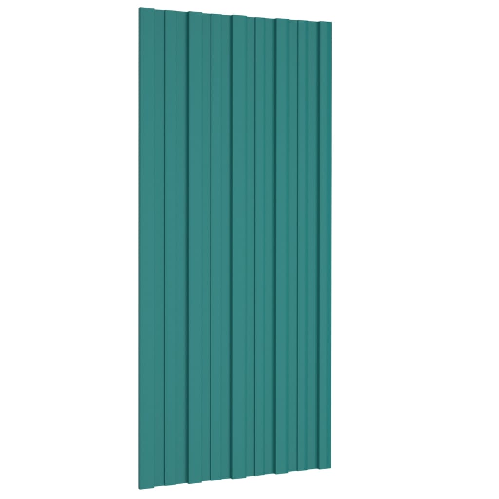 Dachpaneele 12 Stk. Verzinkter Stahl Grün 100x45 cm