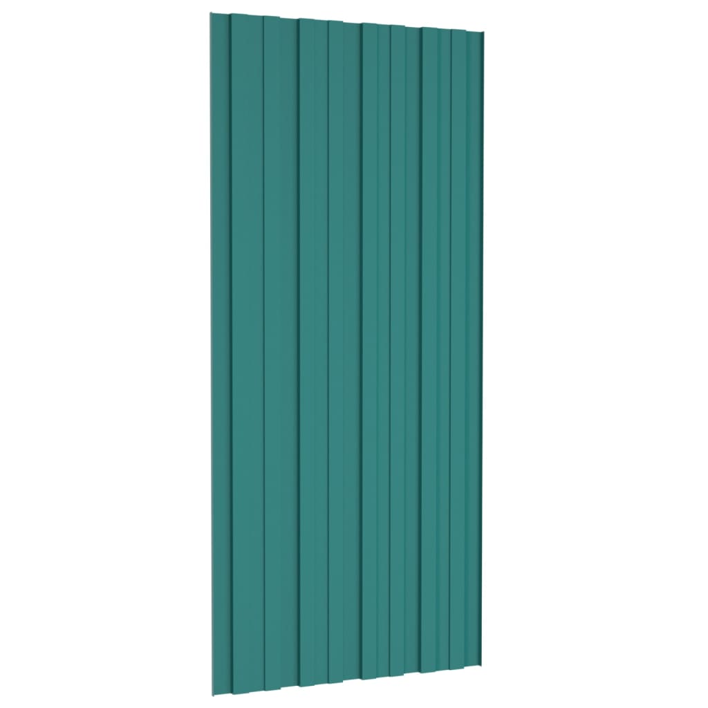 Dachpaneele 12 Stk. Verzinkter Stahl Grün 100x45 cm