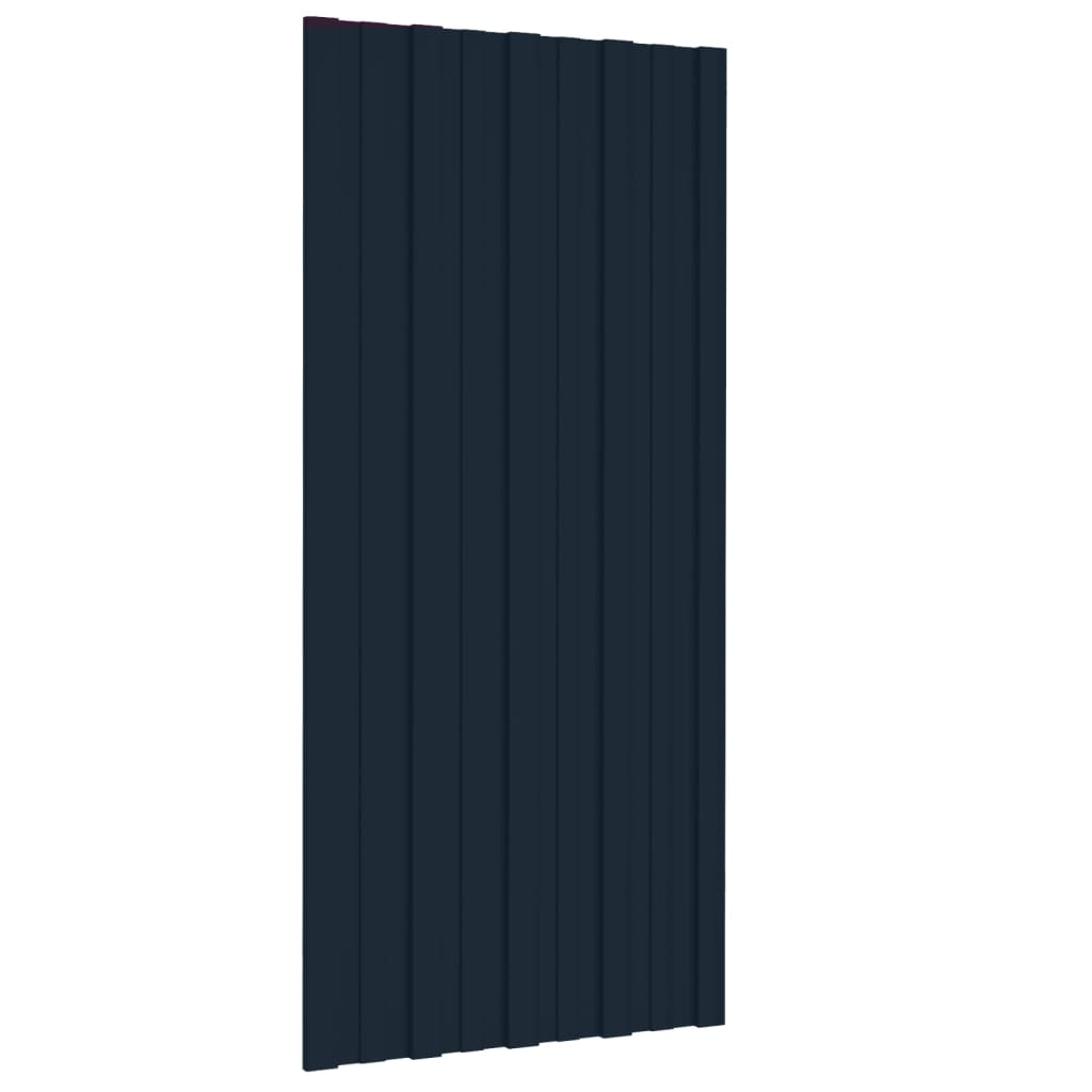 Dachpaneele 12 Stk. Verzinkter Stahl Anthrazit 100x45 cm