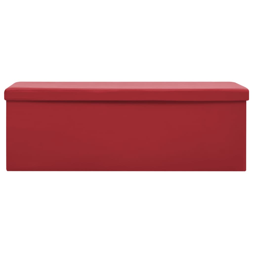 Foldable bench with storage space wine red PVC