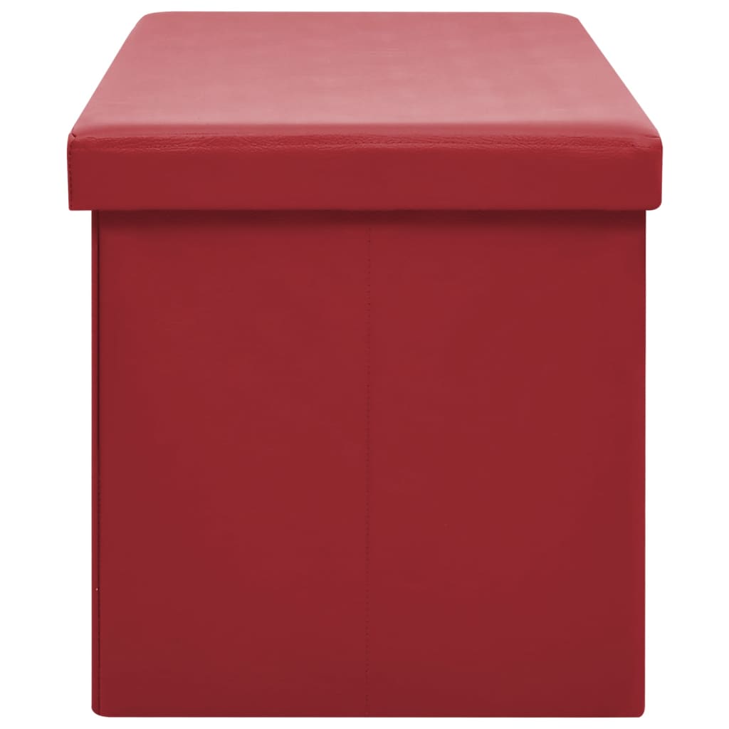 Foldable bench with storage space wine red PVC