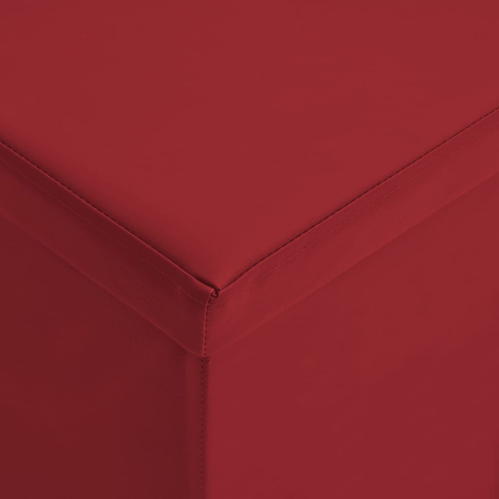 Foldable bench with storage space wine red PVC