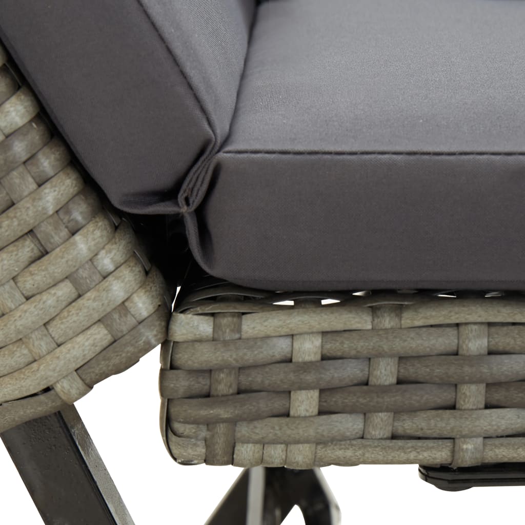 Garden bench with cushion grey 176 cm poly rattan