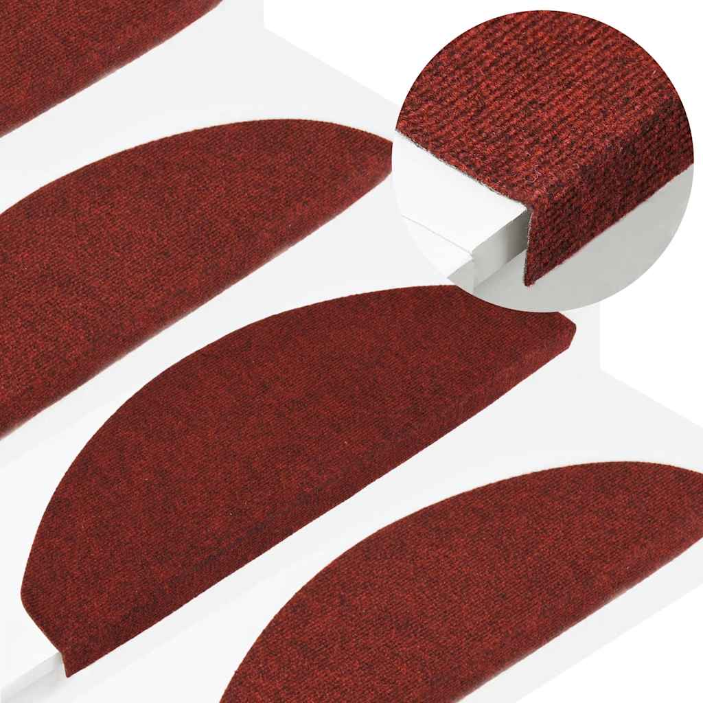 Self-adhesive stair mats, 15 pieces, 65 x 22.5 x 3.5 cm, red