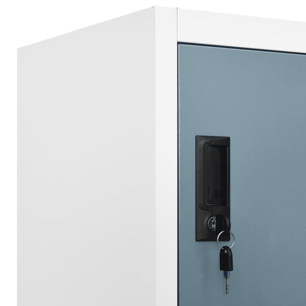 Locker cabinet light grey and dark grey 90x45x180 cm steel