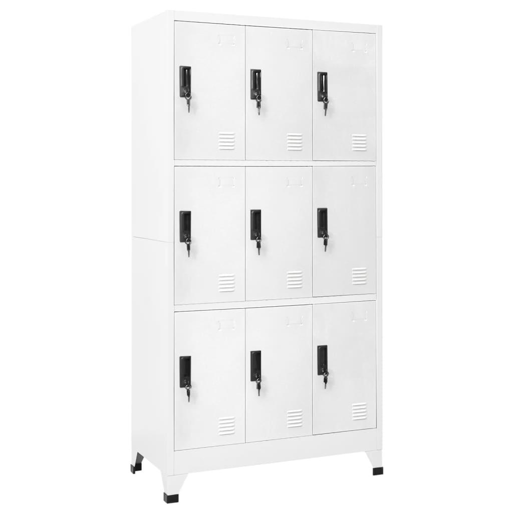 Locker cabinet white 90x45x180 cm steel