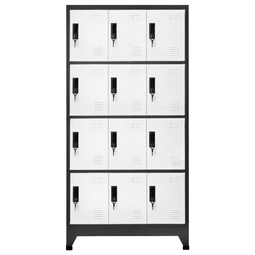 Locker cabinet anthracite and white 90x45x180 cm steel