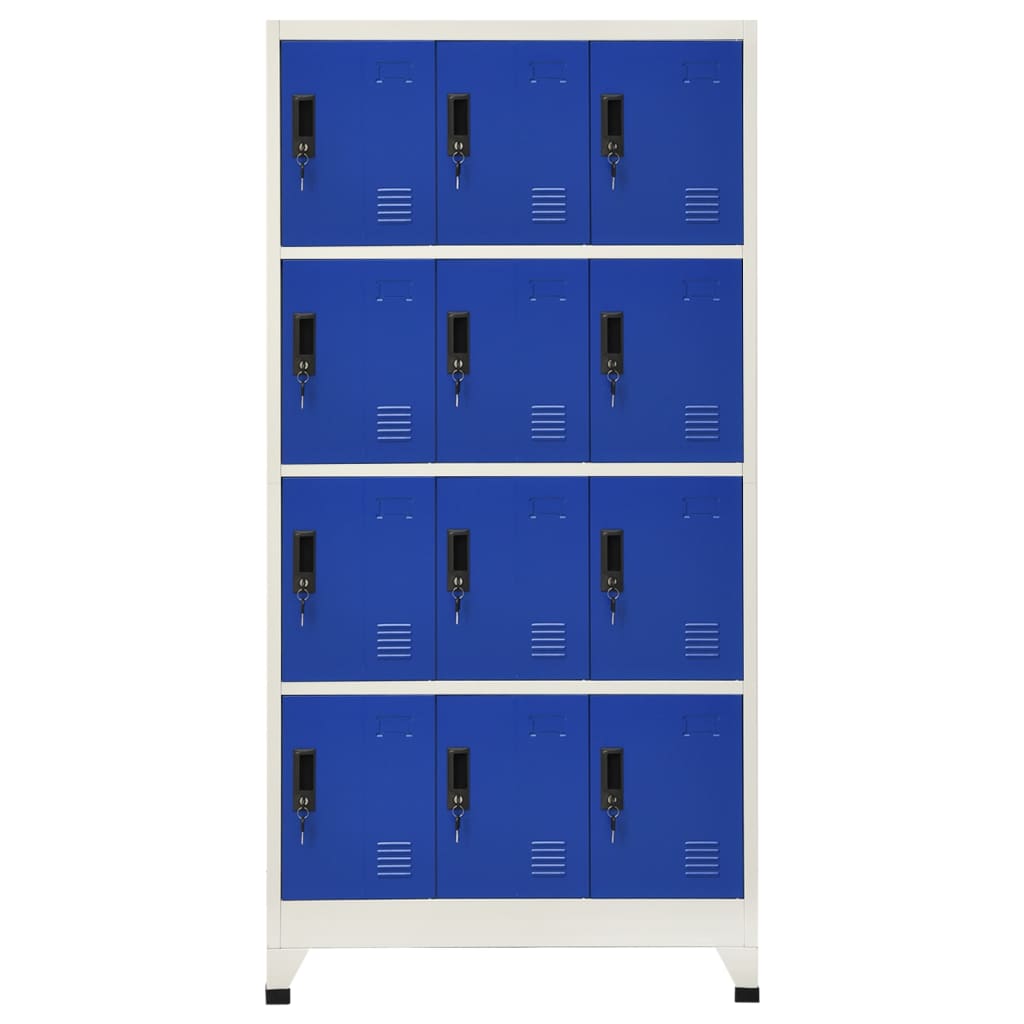 Locker cabinet grey and blue 90x45x180 cm steel