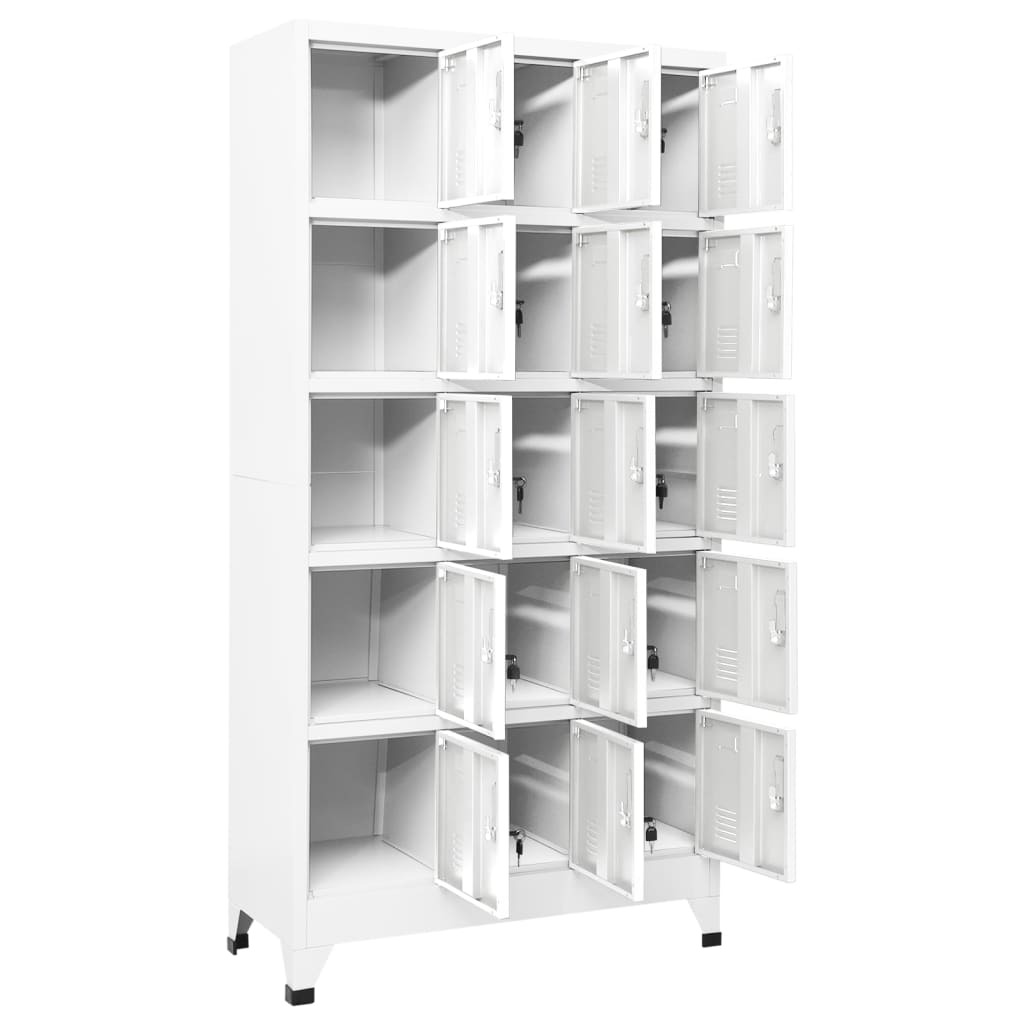 Locker cabinet light grey 90x40x180 cm steel