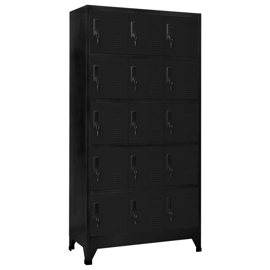 Locker cabinet black 90x40x180 cm steel