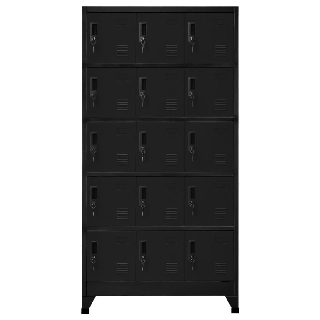 Locker cabinet black 90x40x180 cm steel