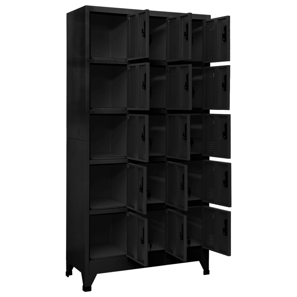 Locker cabinet black 90x40x180 cm steel